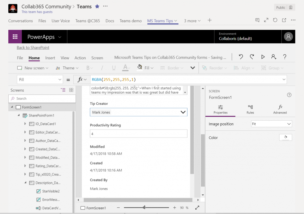 Customise List Form From Within PowerApps